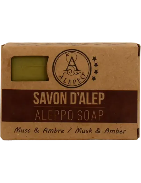 Savon d'Alep parfumé à l'ambre & musc 100g